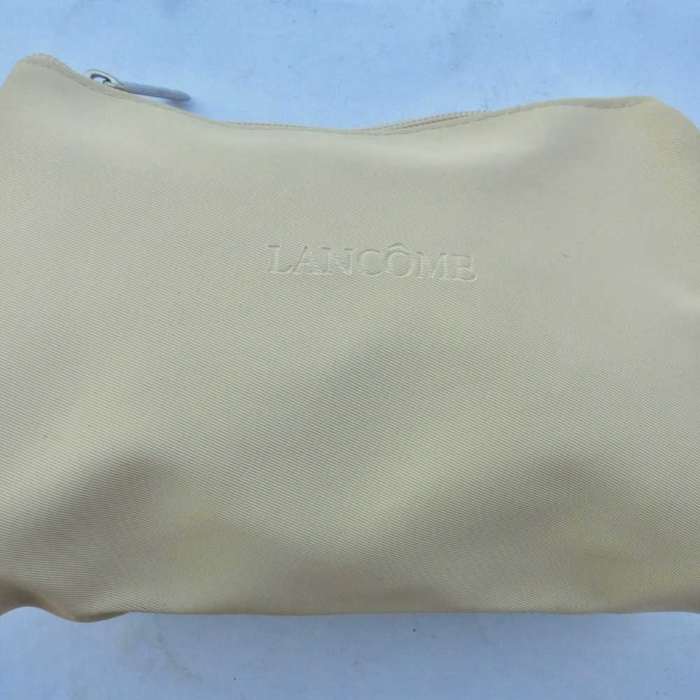 Ivory Lancome Makeup Zippered Compact Pouch